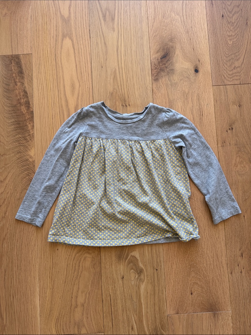 Baby GAP Gray & Yellow Long Sleeve Girls' Patterned Top